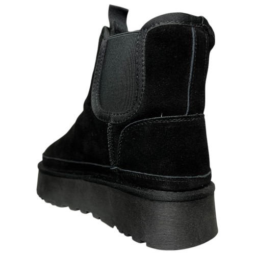 Угги женские замшевые ALLSY 187724 QJM6691A черный мех