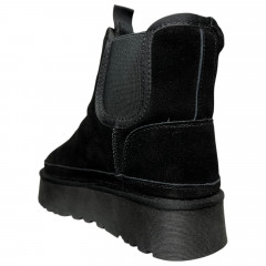 Угги женские замшевые ALLSY 187724 QJM6691A черный мех