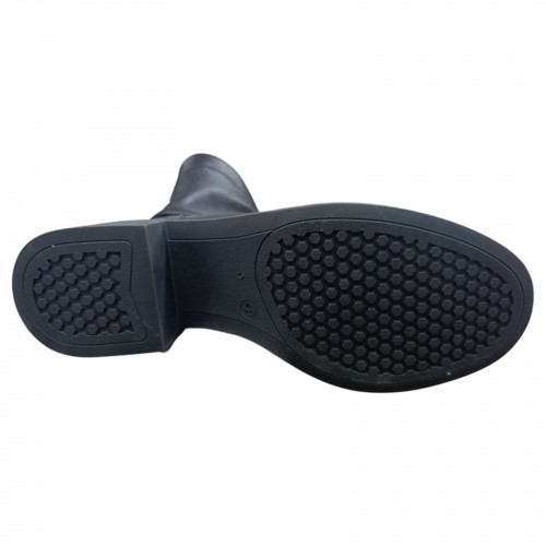 Чоботи жіночі шкіряні TEMP 12801 ЗОТТИ чорний каблук хутро