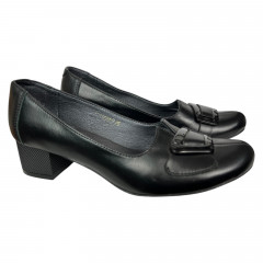 Туфли женские кожаные каблук SE NAT 4067 черные