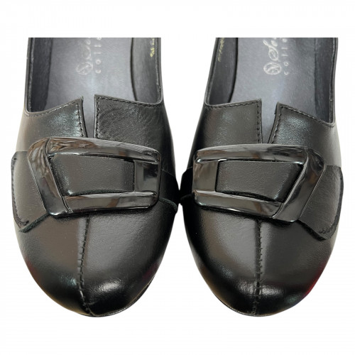 Туфли женские кожаные каблук SE NAT 4067 черные