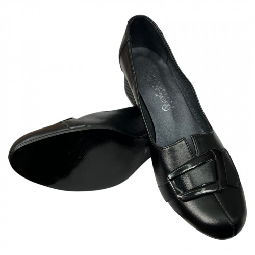 Туфли женские кожаные каблук SE NAT 4067 черные