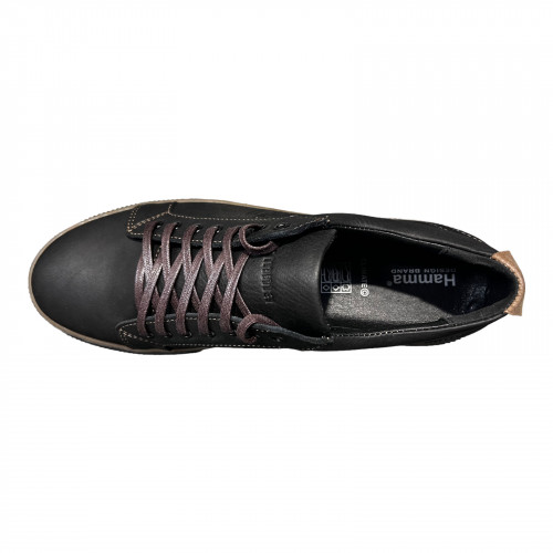 Кеды Мужские кожаные ANGAK 705/1 черный мустанг