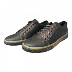 Кеды Мужские кожаные ANGAK 705/1 черный мустанг