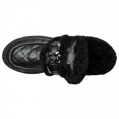 Угги ботинки женские кожаные ALLSY 187913 2023-53 черный мех