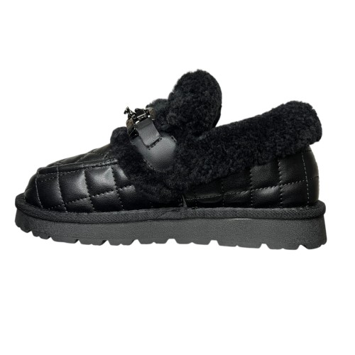 Угги черевики жіночі шкіряні ALLSY 187913 2023-53 чорний хутро