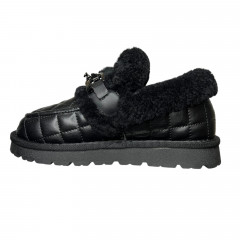 Угги ботинки женские кожаные ALLSY 187913 2023-53 черный мех