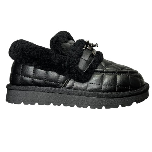 Угги черевики жіночі шкіряні ALLSY 187913 2023-53 чорний хутро