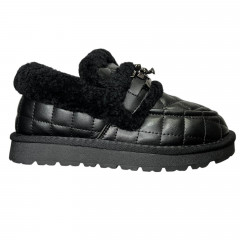 Угги ботинки женские кожаные ALLSY 187913 2023-53 черный мех