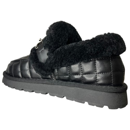 Угги черевики жіночі шкіряні ALLSY 187913 2023-53 чорний хутро