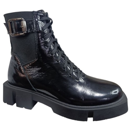 Ботинки женские кожаные лак TEMP 126 черный мех