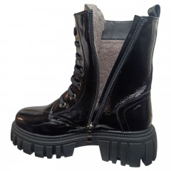 Черевики жіночі шкіряні лак TEMP 126 чорний хутро