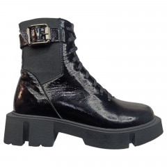 Черевики жіночі шкіряні лак TEMP 126 чорний хутро