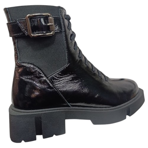 Ботинки женские кожаные лак TEMP 126 черный мех