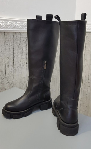 Чоботи Жіночі шкіряні ILONA 158/74 чорний евро хутро