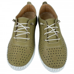 Мокасины Женские кожаные ATO 8001 47 олива