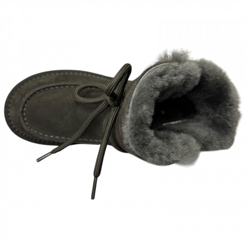 Угги жіночі замшеві ALLSY 187946 082-97E сірий хутро