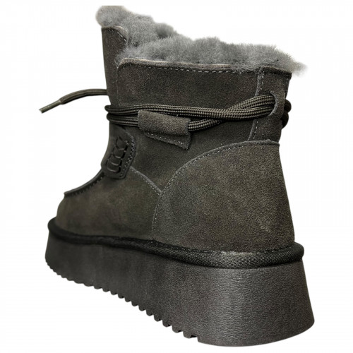 Угги жіночі замшеві ALLSY 187946 082-97E сірий хутро
