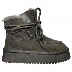 Угги женские замшевые ALLSY 187946 082-97E серый мех