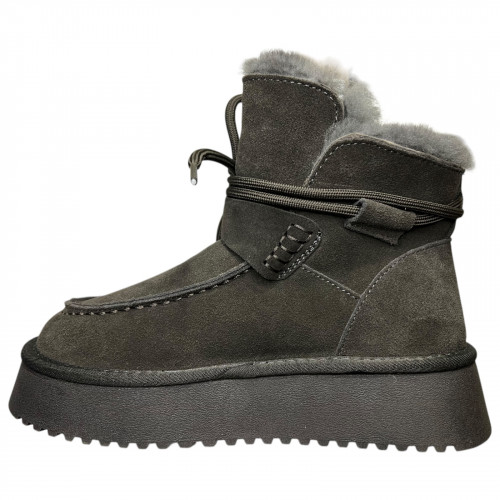 Угги жіночі замшеві ALLSY 187946 082-97E сірий хутро