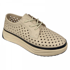 Мокасины женские кожаные ALLSY 199167 бежевые