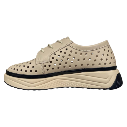 Мокасины женские кожаные ALLSY 199167 бежевые