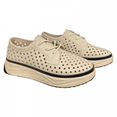 Мокасины женские кожаные ALLSY 199167 бежевые