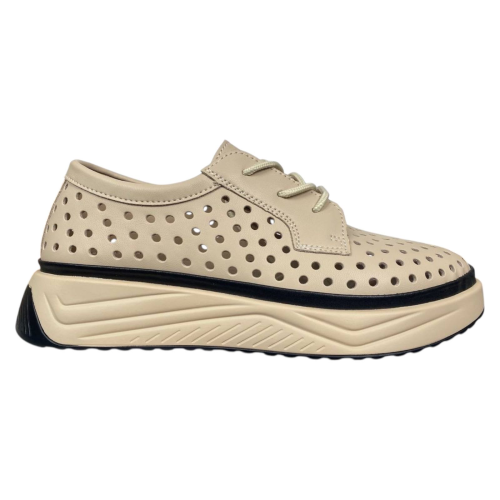 Мокасины женские кожаные ALLSY 199167 бежевые