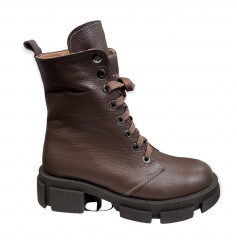 Черевики Жіночі шкіряні LONYS 20/2 З темно коричневі хутро