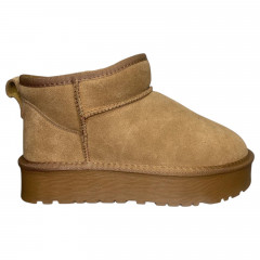 Угги жіночі замшеві ALLSY 187702 camel хутро