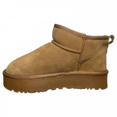 Угги жіночі замшеві ALLSY 187702 camel хутро