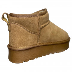 Угги жіночі замшеві ALLSY 187702 camel хутро