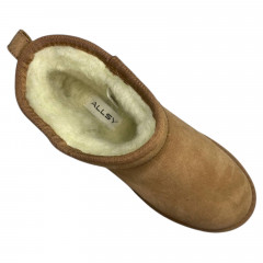 Угги жіночі замшеві ALLSY 187702 camel хутро