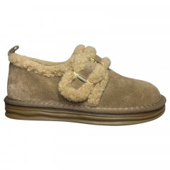 Угги ботинки женские замшевые ALLSY 191900 235088-28 хаки мех