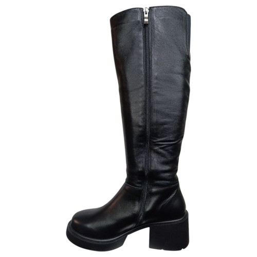 Чоботи жіночі шкіряні TEMP 260/1 каблук чорний євро хутро