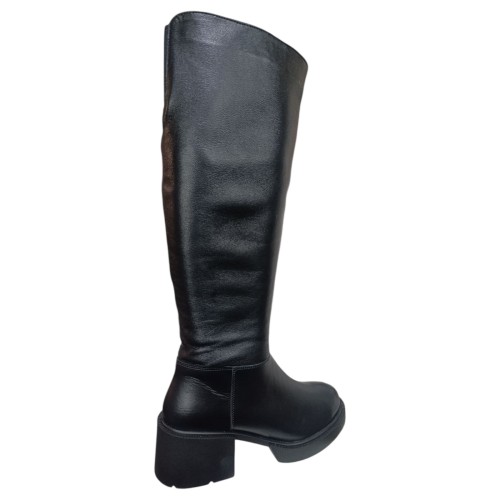 Чоботи жіночі шкіряні TEMP 260/1 каблук чорний євро хутро