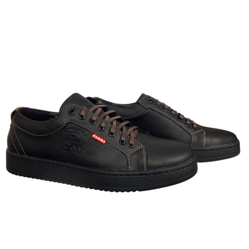 Кеды мужские кожаные HAMMA 705/2 01черные мусты