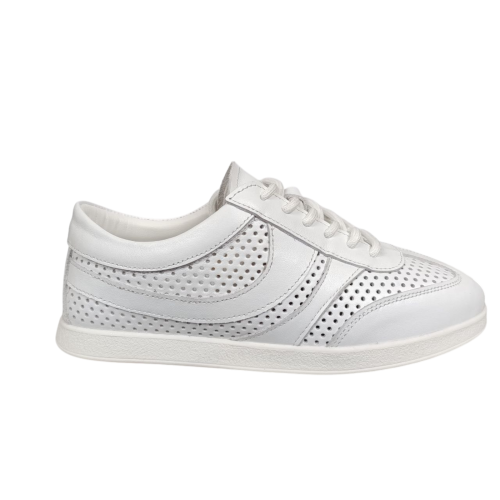 Кеды женские кожаные U.SPIRIT 303-0 05 белые перфорация