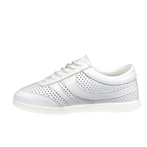 Кеды женские кожаные U.SPIRIT 303-0 05 белые перфорация