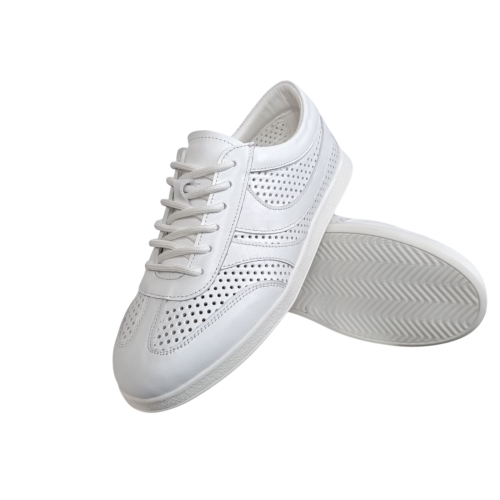 Кеды женские кожаные U.SPIRIT 303-0 05 белые перфорация