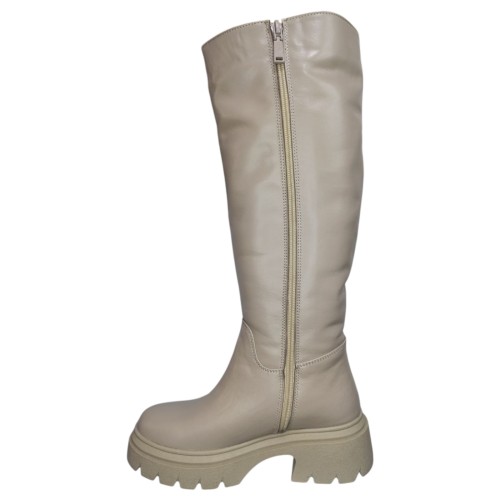 Чоботи жіночі шкіряні TEMP 262 бежевий євро хутро