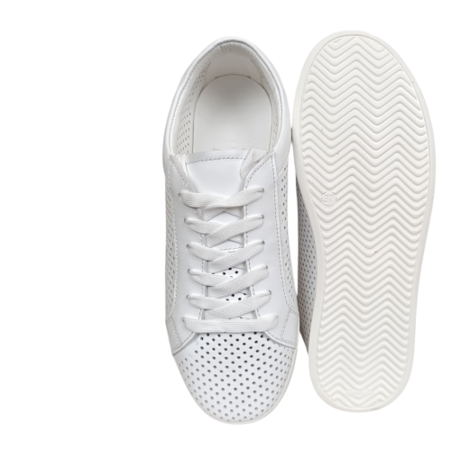 Кеды женские кожаные U.SPIRIT 220-0 05 белый перфорация 