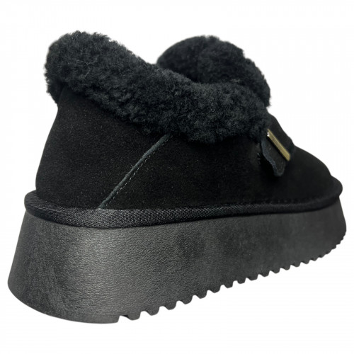 Угги ботинки женские замшевые ALLSY 191205 082-115A черный  мех
