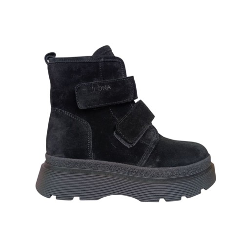 Ботинки женские замшевые ILONA 592/821 01 черный мех