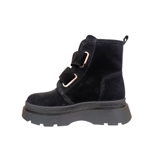 Ботинки женские замшевые ILONA 592/821 01 черный мех