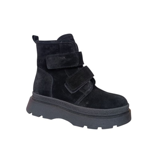 Ботинки женские замшевые ILONA 592/821 01 черный мех