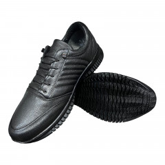 Кроссовки Мужские кожаные KEMER 21707 черный