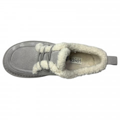 Угги ботинки женские замшевые ALLSY 232557-28R-B grey мех