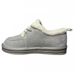 Угги ботинки женские замшевые ALLSY 232557-28R-B grey мех