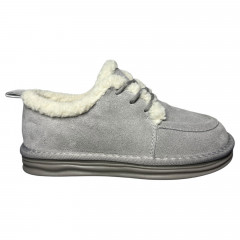 Угги ботинки женские замшевые ALLSY 232557-28R-B grey мех